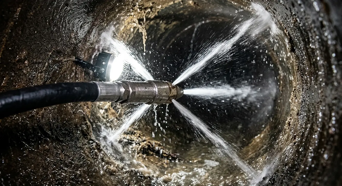 High-pressure hydro jetting nozzle cleaning sewer pipe for Sewer Cleanout in Waterford